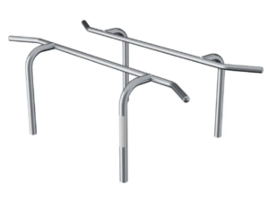 playfit Barres parallèles inclusives K05004 – appareil de fitness extérieur en acier inoxydable, vue produit sur fond blanc